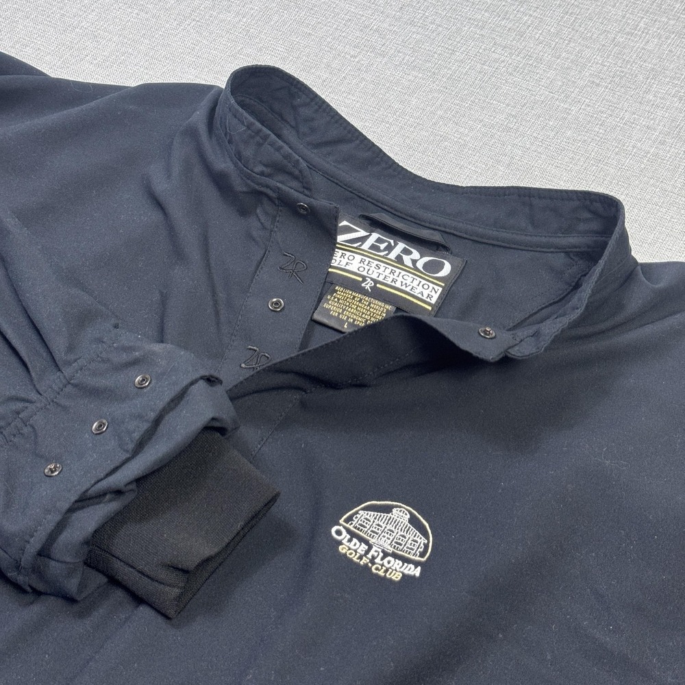 Zero Restriction Olde Florida Golf Club Windbreaker Jacket Mens Large Black